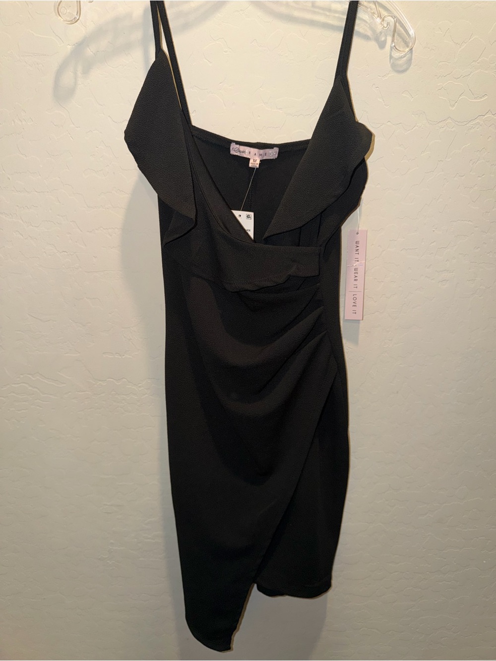 Crave Fame Black Draped Midi Dress